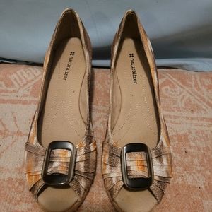 Sparkly Gold and Brown Open Toed Espadrilles